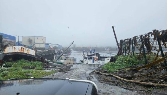 La ola de un tsunami arrasó la costa de una ciudad tras el terremoto en Rusia